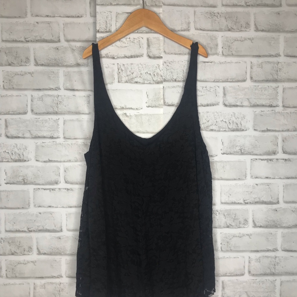 Black Americans Eagle Floral Lace Tank Top